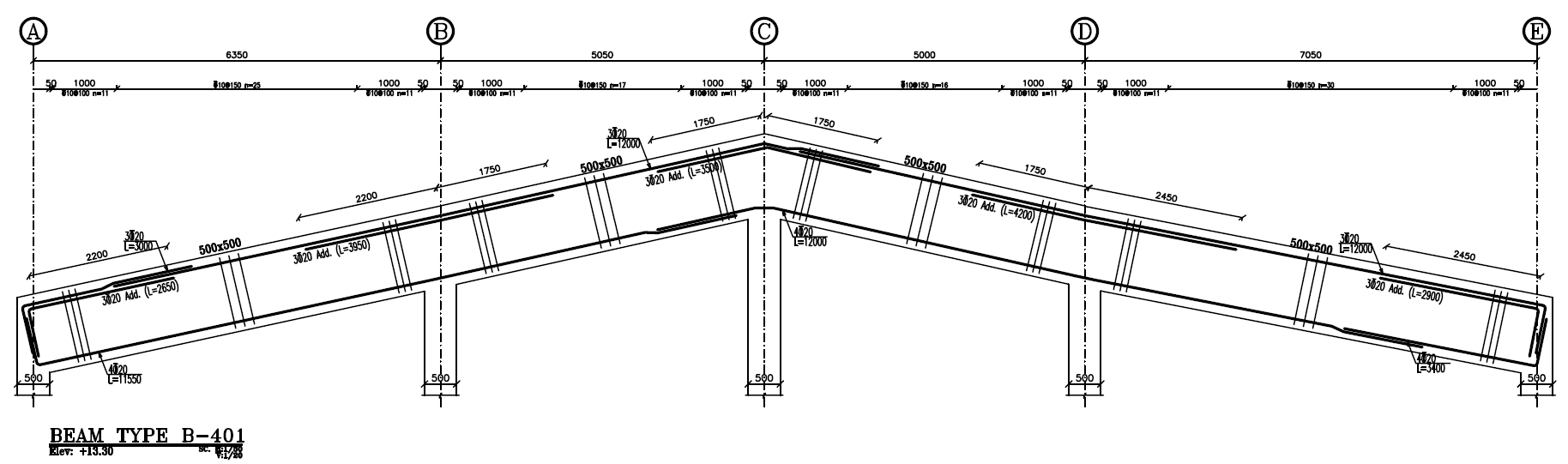 Omid Negar concrete structure drawing software - inclined concrete beam